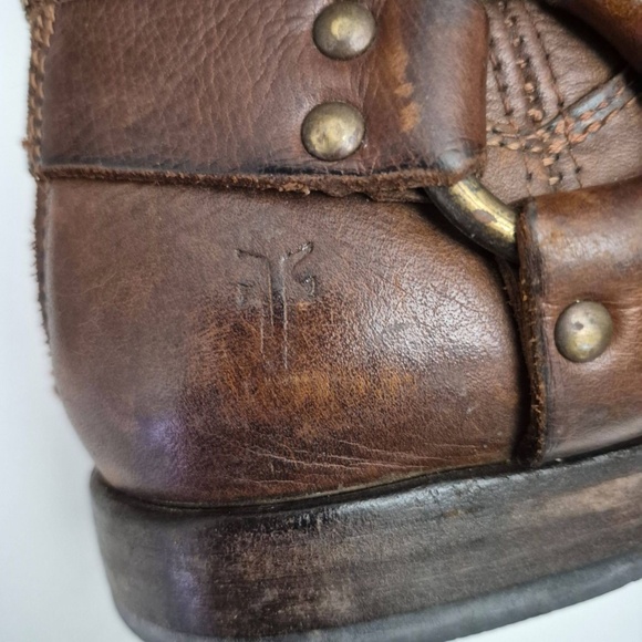 Frye Boot Brown Harness Ankle Zippered Motorcycle Western Women's Size 6.5 - Picture 10 of 11